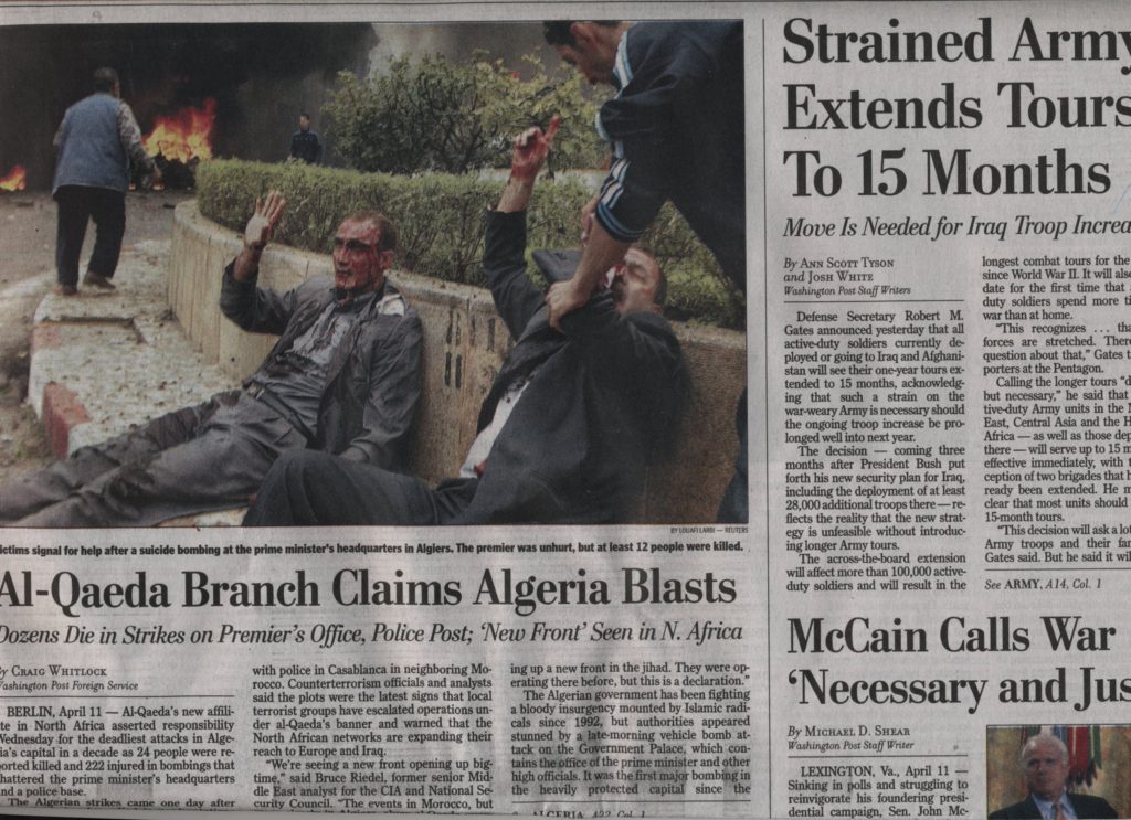 Страница от Washington Post, 12 април 2007 г. 