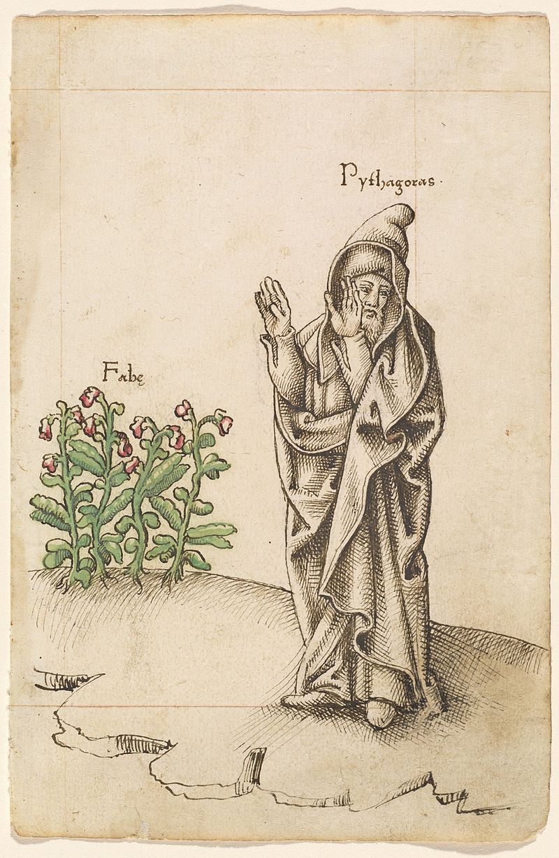 Питагор и бобените растения, френска илюстрация 1512/1514 г.