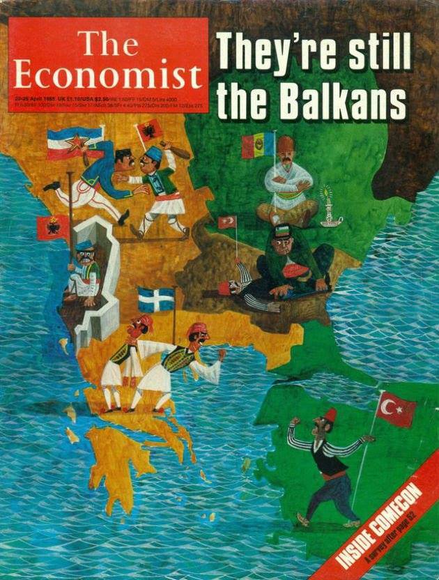 Корицата на списание The Economist от 20 април 1985 г. с водеща тема "Те все още са си Балканите".