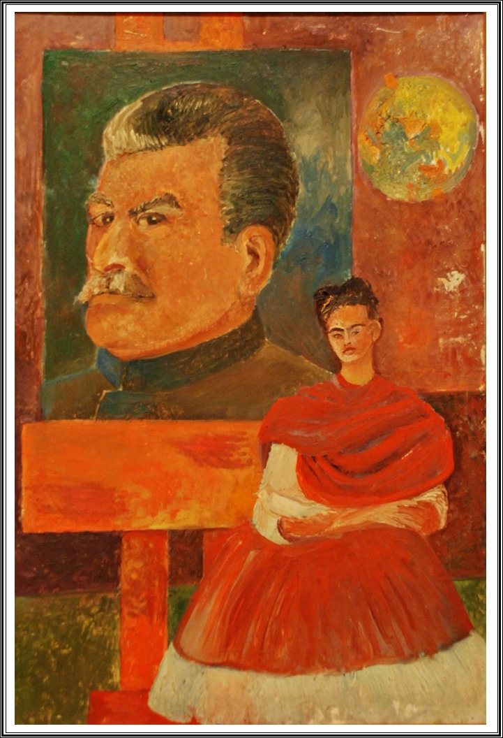 Фрида Кало и Сталин, автопортрет, 1954 г.