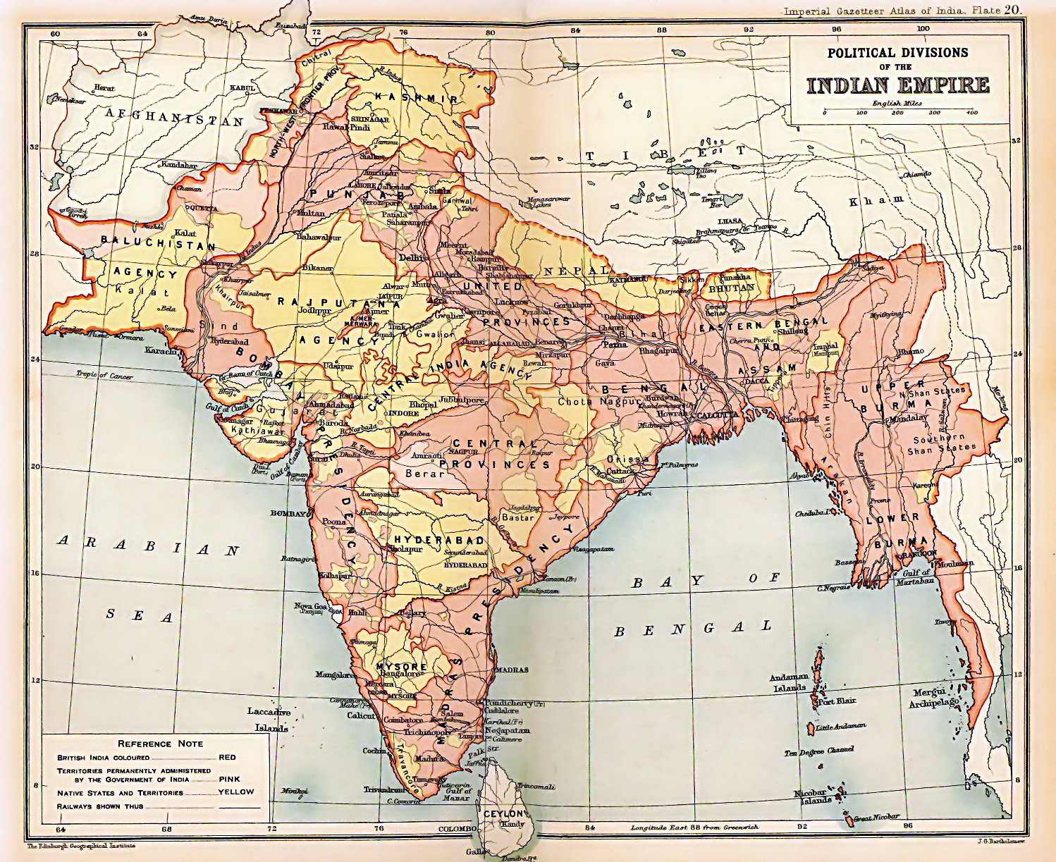Карта на Британска Индия, XIX век. Натиснете за пълен размер. Източник: Уикипедия