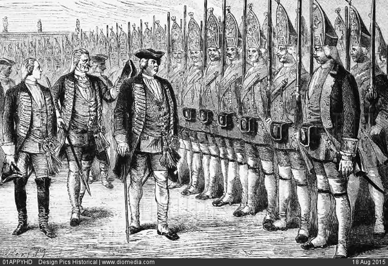 Потсдамските гиганти били парадни войски, които никога не влезли в бой при управлението на крал Фридрих Вилхелм I.