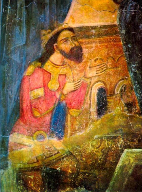 Воеводата Басараб I, изобразен на стенопис в митрополитската църква в Арджеш, ХVI в.