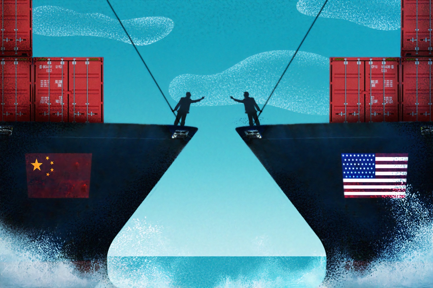 Търговската война между Китай и САЩ е най-видимата част от конфликта между двете най-големи политически сили в света днес. Илюстрация: Morning Brew.