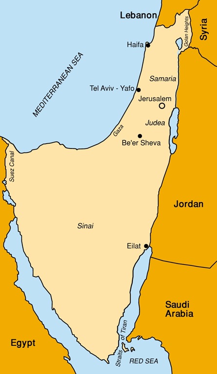 Карта на Израел към 1978 г.