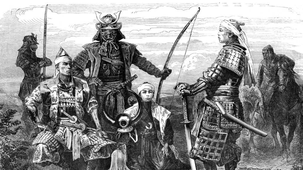 Илюстративна картина на черен самурай. Това не е Ясуке.
