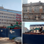 Кадри от разрушаването на историческата сграда на БКП.