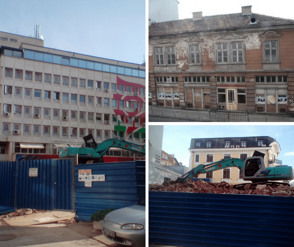 Кадри от разрушаването на историческата сграда на БКП.
