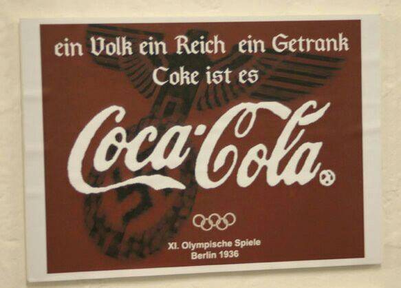 Реклама на Кока Кола, подкрепяща национал-социалистическа Германия по времето на Олимпиадата от 1936 г.