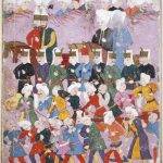 Султан Осман II (1618-1622 г.) и неговия везир Давуд Паша, заедно с ескорт от еничари. Илюстрация от ръкопис, ок 1620-22 г.