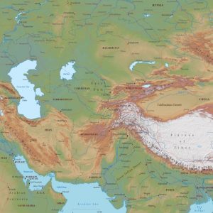 Книгата на пътищата и страните споменава за българите в централна Азия. Източник на картата