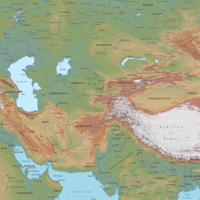 Книгата на пътищата и страните споменава за българите в централна Азия. Източник на картата