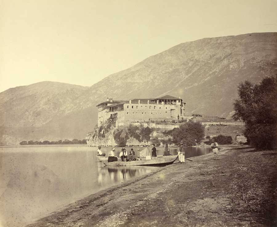 Изглед към манастира "Свети Наум" от османския военен лагер, ноември 1863 г