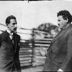 Младият Цар Борис III и Стамболийски. Лятото на 1920 г., в стопанството на двореца Врана до София. (От архива на American National Red Cross, сега в Library of Congress, Вашингтон).