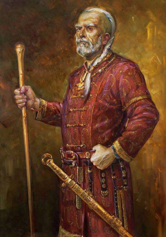 Портрет на кан Кубрат от художника Александър Алексиев-Хофарт.