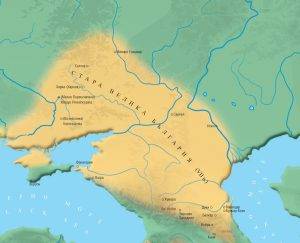 Предполагаеми граници на Велика България в периода да апогея й.