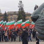 Протестът по повод забраната на Луковмарш приключи пред Паметника на Незнайния войн. Снимка: Георги Добриянов