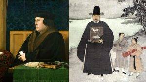 Картини на Томас Кромуел, дългогодишен канцлер на крал Хенри VIII, и Дзиан Шунфу, мандарин по времето на династията Мин.