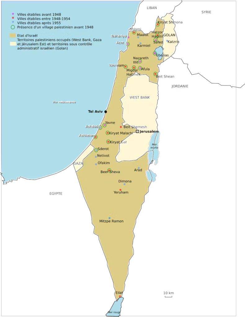 Карта на границите на Израел към 2019 г.