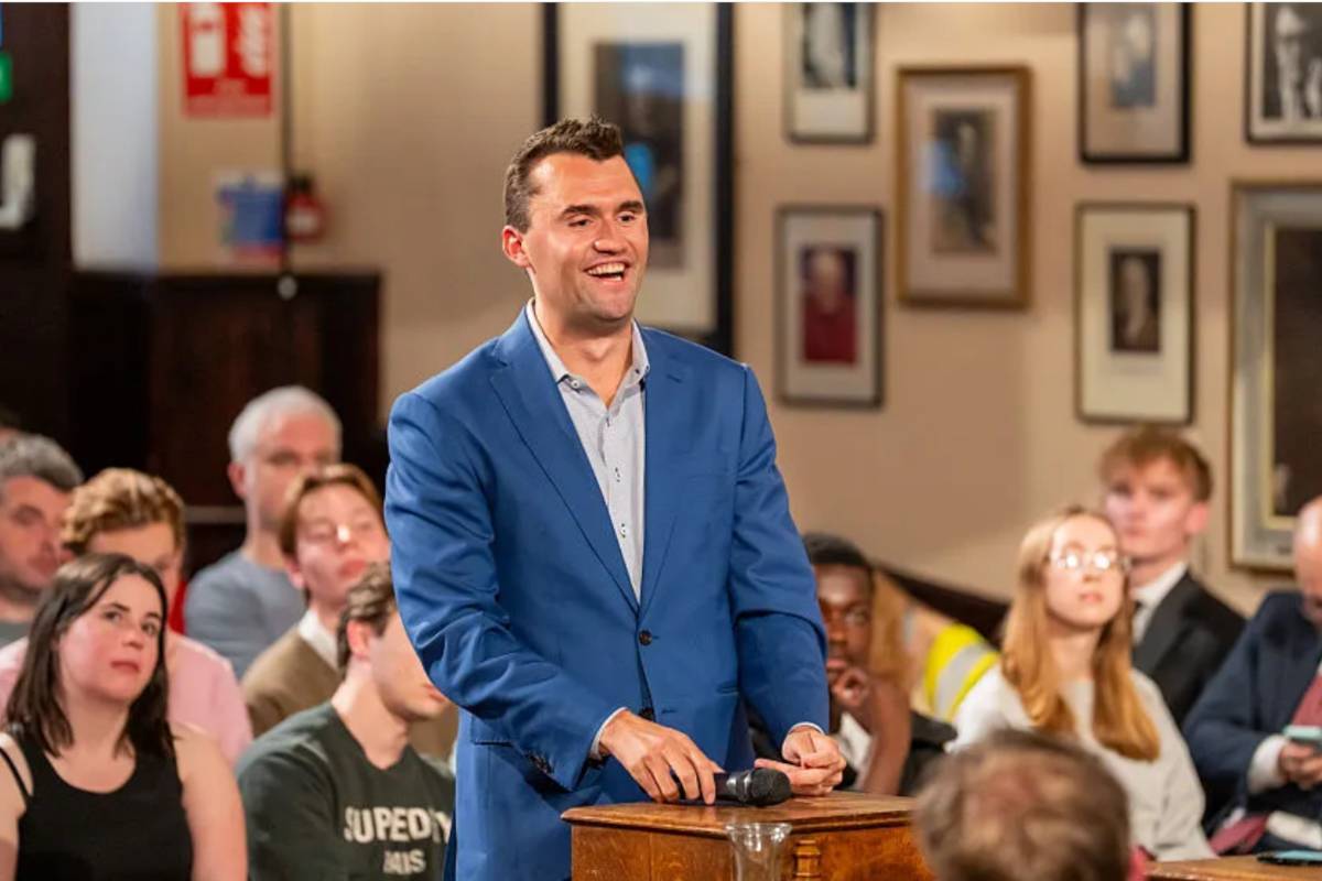 Чарли Кърк в Кеймбридж Юниън, май 2025 г. Снимка: Getty