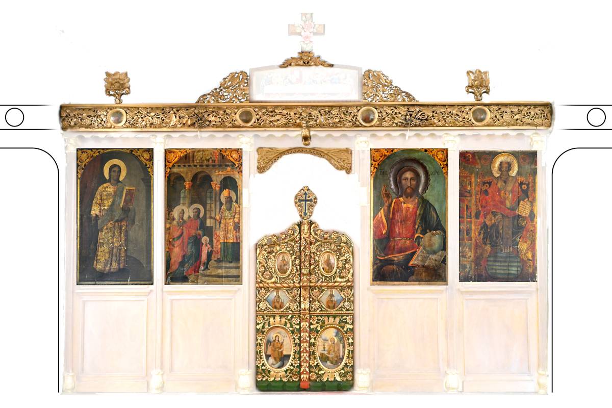 Иконостас на един от разрушените храмове в София „Св. Богородица Пречиста“ от 1858 г., възстановка – д-р Пламен Михайлов