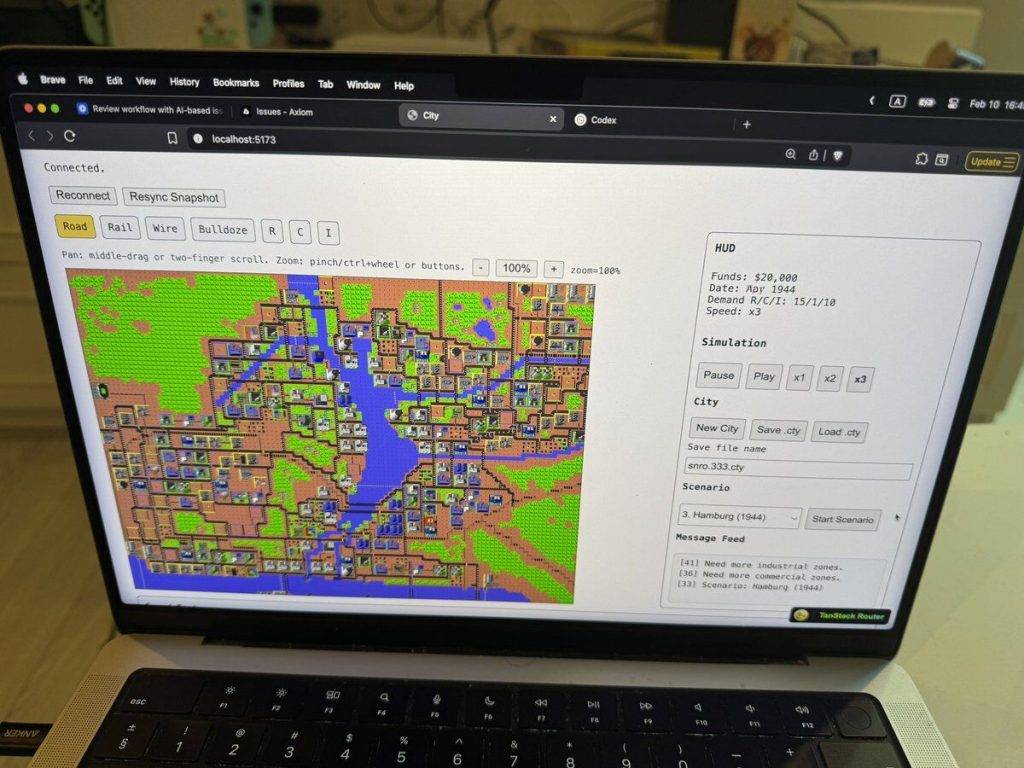 SimCity (1989) работи в модерен браузър. Цялата C кодова база е прехвърлена в TypeScript от AI агент, който никога не е чел кода. Сценарий „Хамбург, 1944 г.“ е зареден. Ето как се чувства AGI. Изображение: @ccccjjjjeeee